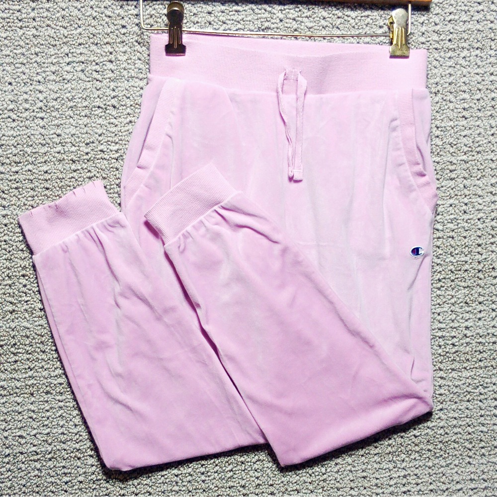 Champion Women Pink Jogger Pants L Drawstring Elastic Waist Pockets Casual #E10